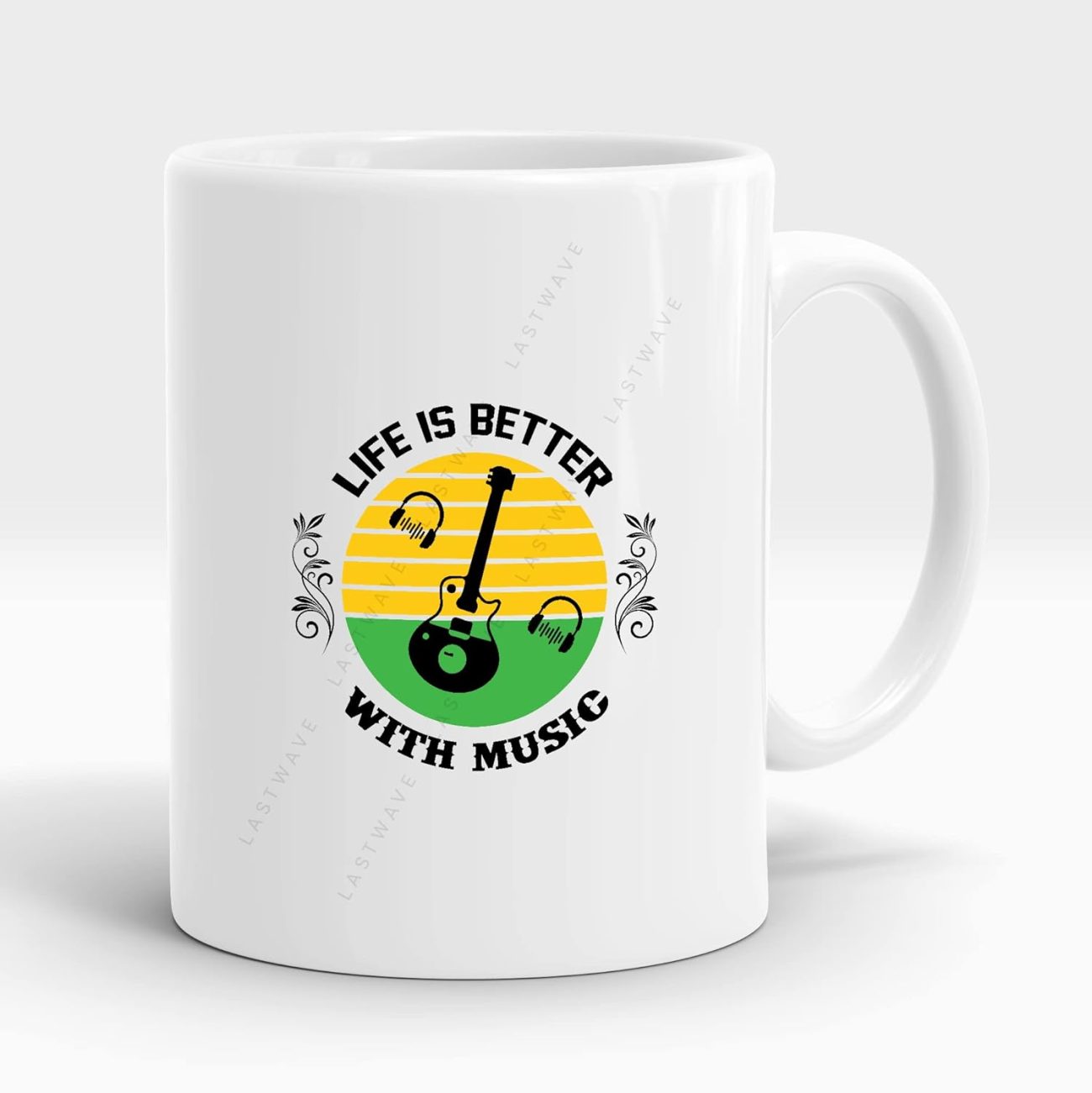 Life is Better With Music Graphic Printed Coffee Mug