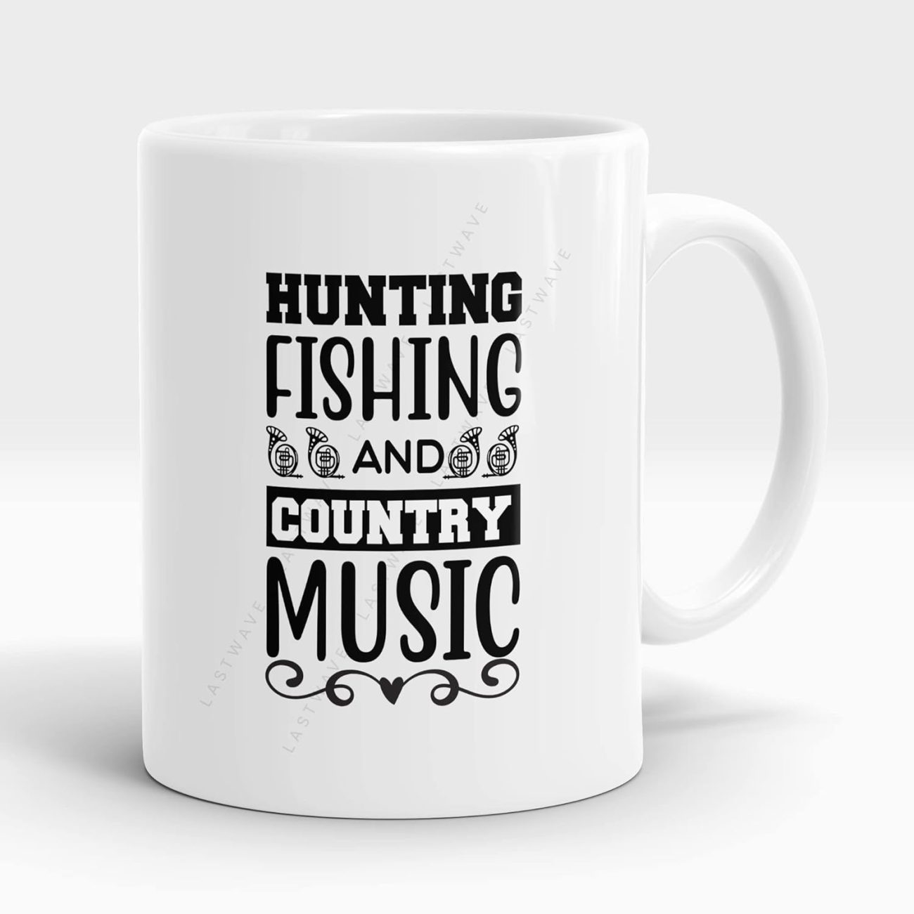 Hunting Fishing and Country Music Graphic Printed Coffee Mug