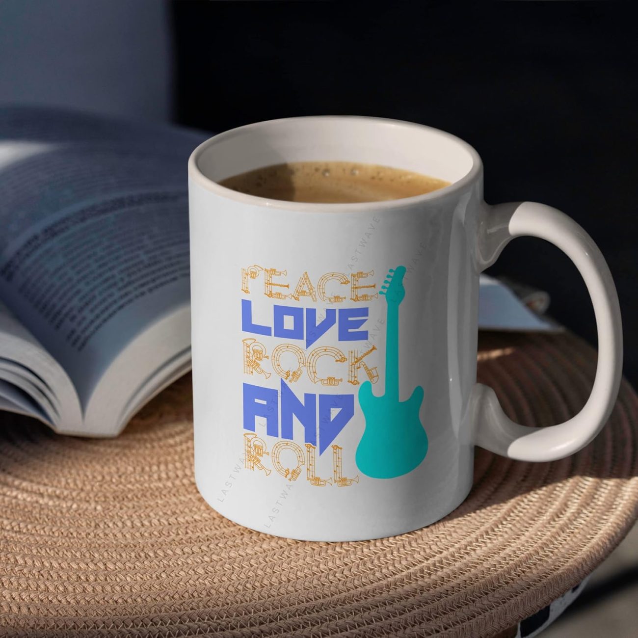 Peace Love Rock and Roll 2 Graphic Printed Coffee Mug