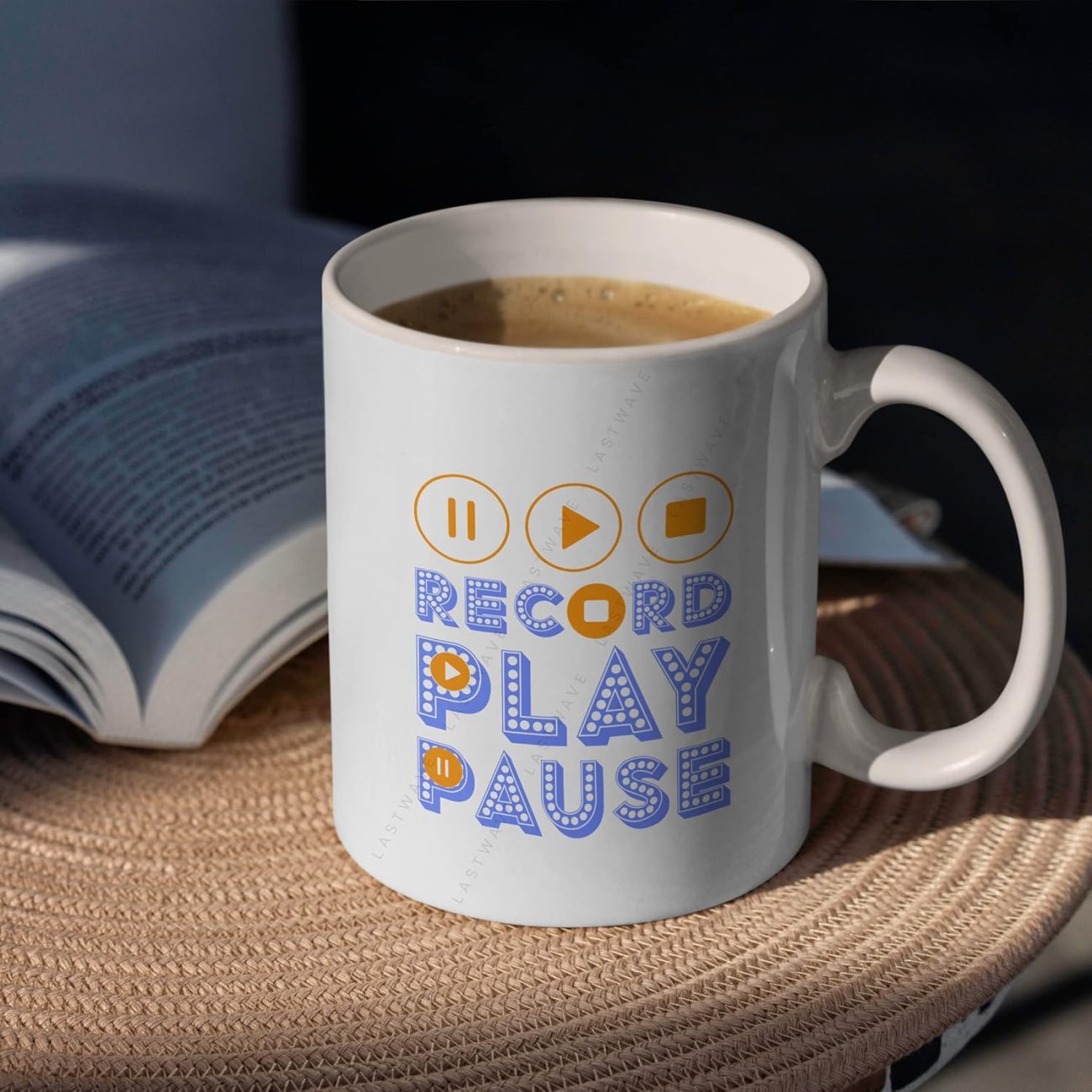 Record Play Pause Graphic Printed Coffee Mug